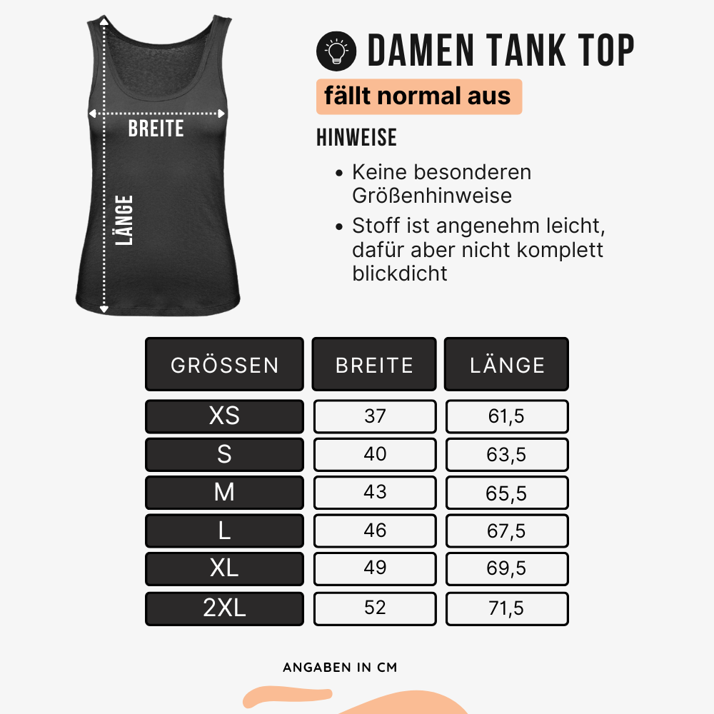 groessentabelle damen tank top