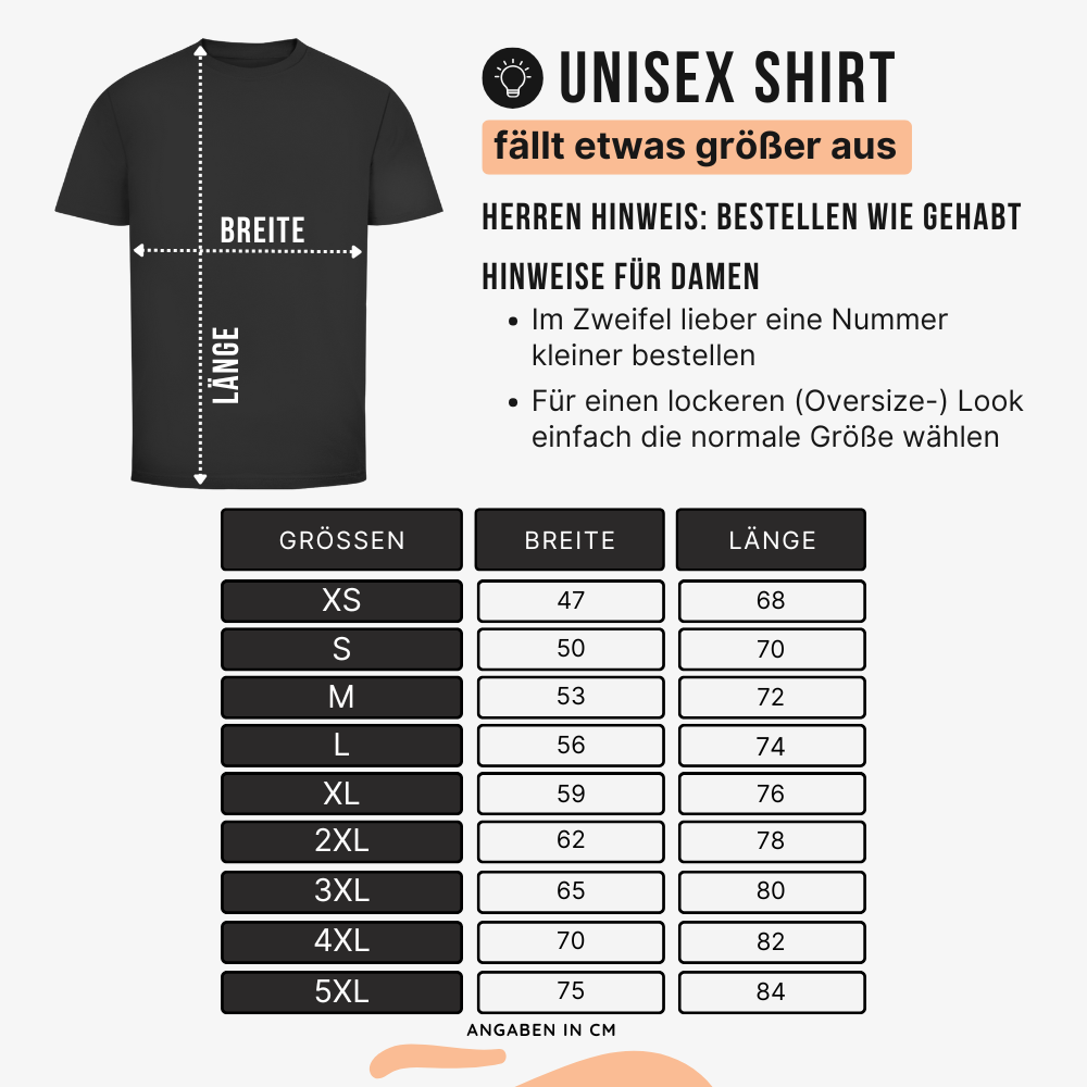 groessentabelle unisex shirt