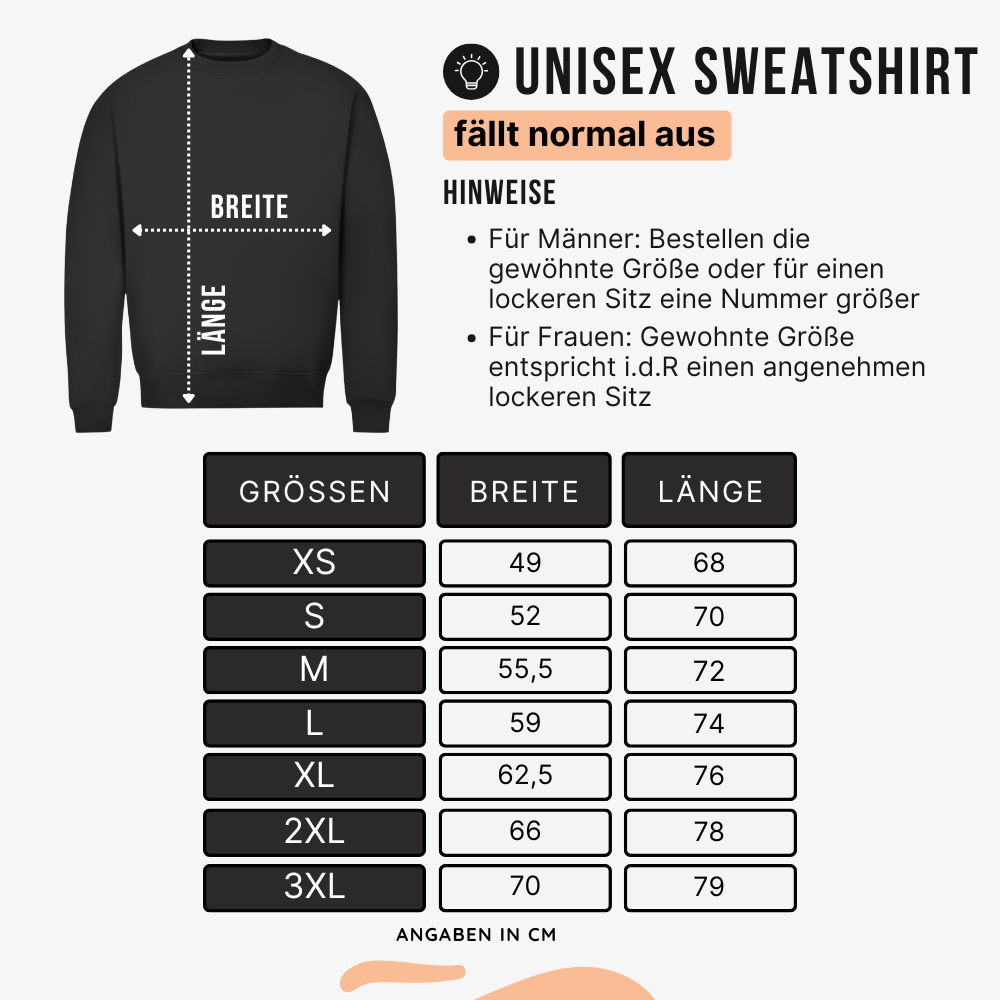 groessentabelle unisex sweatshirt