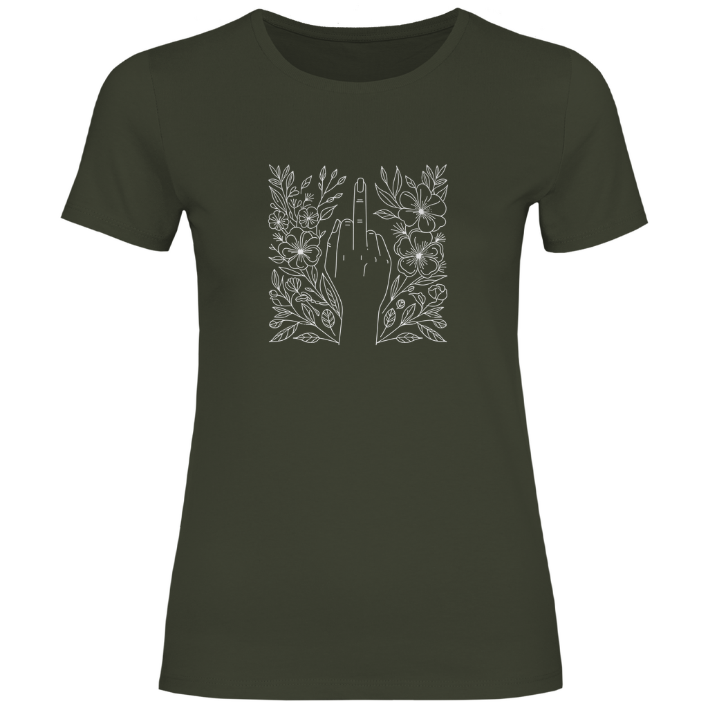 Blumen Mittelfinger Damen Shirt